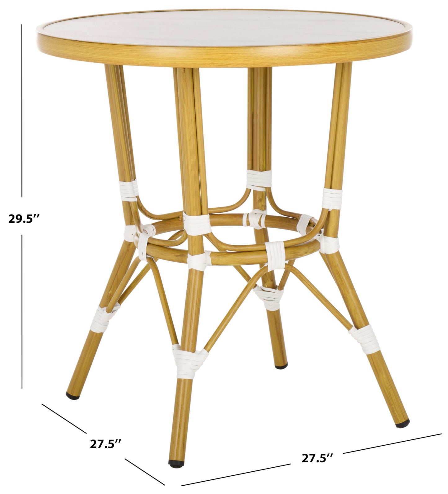 SAFAVIEH Outdoor Collection Pomona White/Bamboo Bistro Table (Fully Assembled)