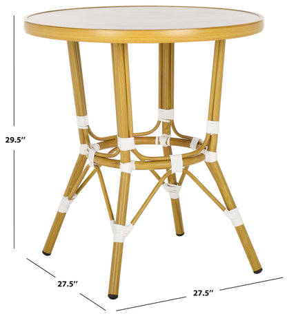 SAFAVIEH Outdoor Collection Pomona White/Bamboo Bistro Table (Fully Assembled)