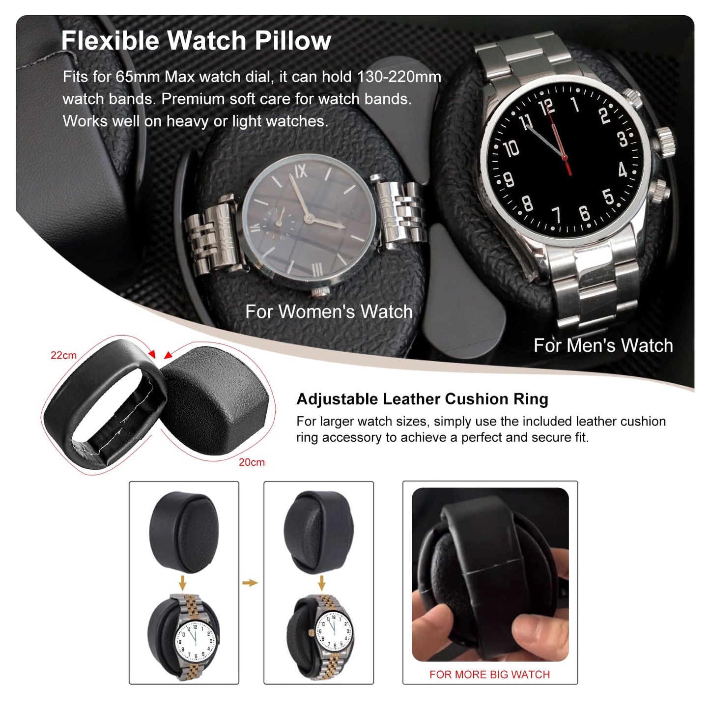 XTELARY Watch Winder for 6 Automatic Watches, Grey Lockable Automatic Winders with Extra 6 Watch Storages, 4 Rotation Modes, Flexible Watch Pillows, Quiet Mabuchi Motor, and Blue Backlight