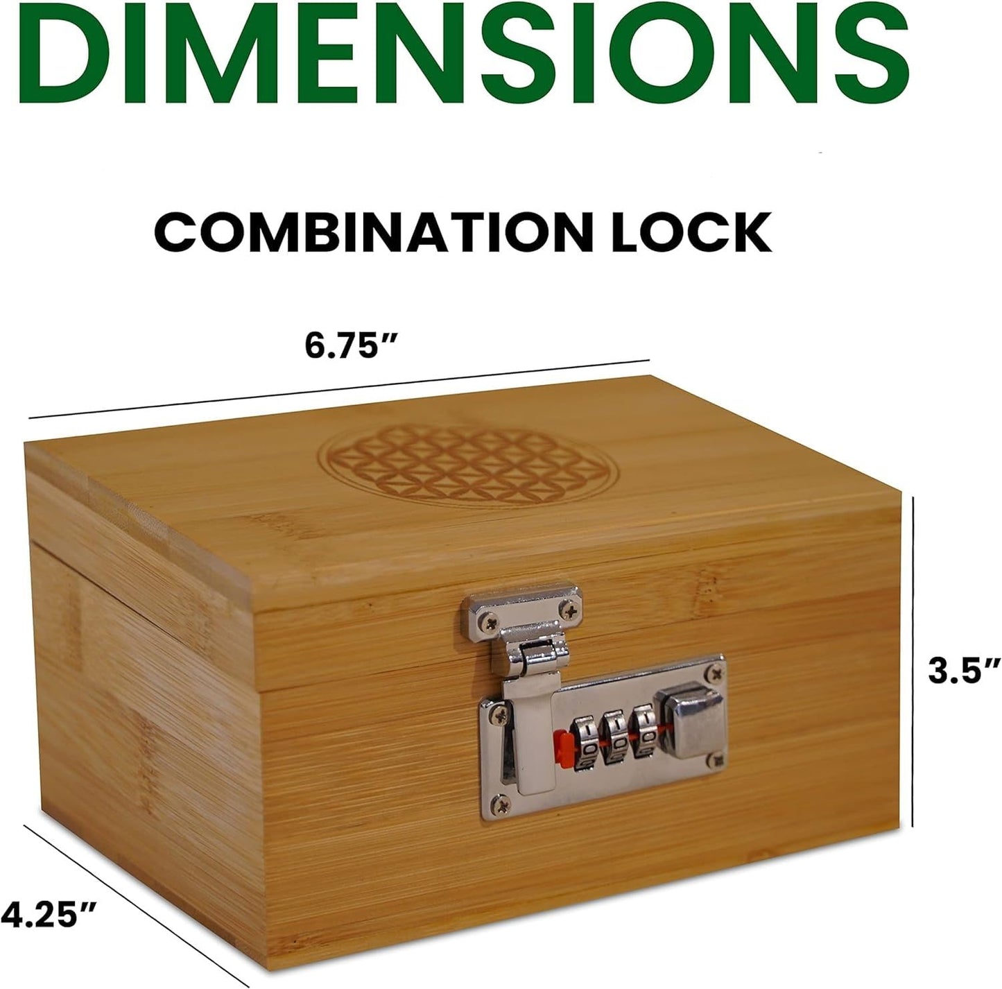 Miracles Bamboo Storage Box - Decorative Storage Box with Lid and Combo Lock - Bamboo Box with Accessories for Making Tea and Storing Herbs and Spices, Stronger Than the Wooden Box