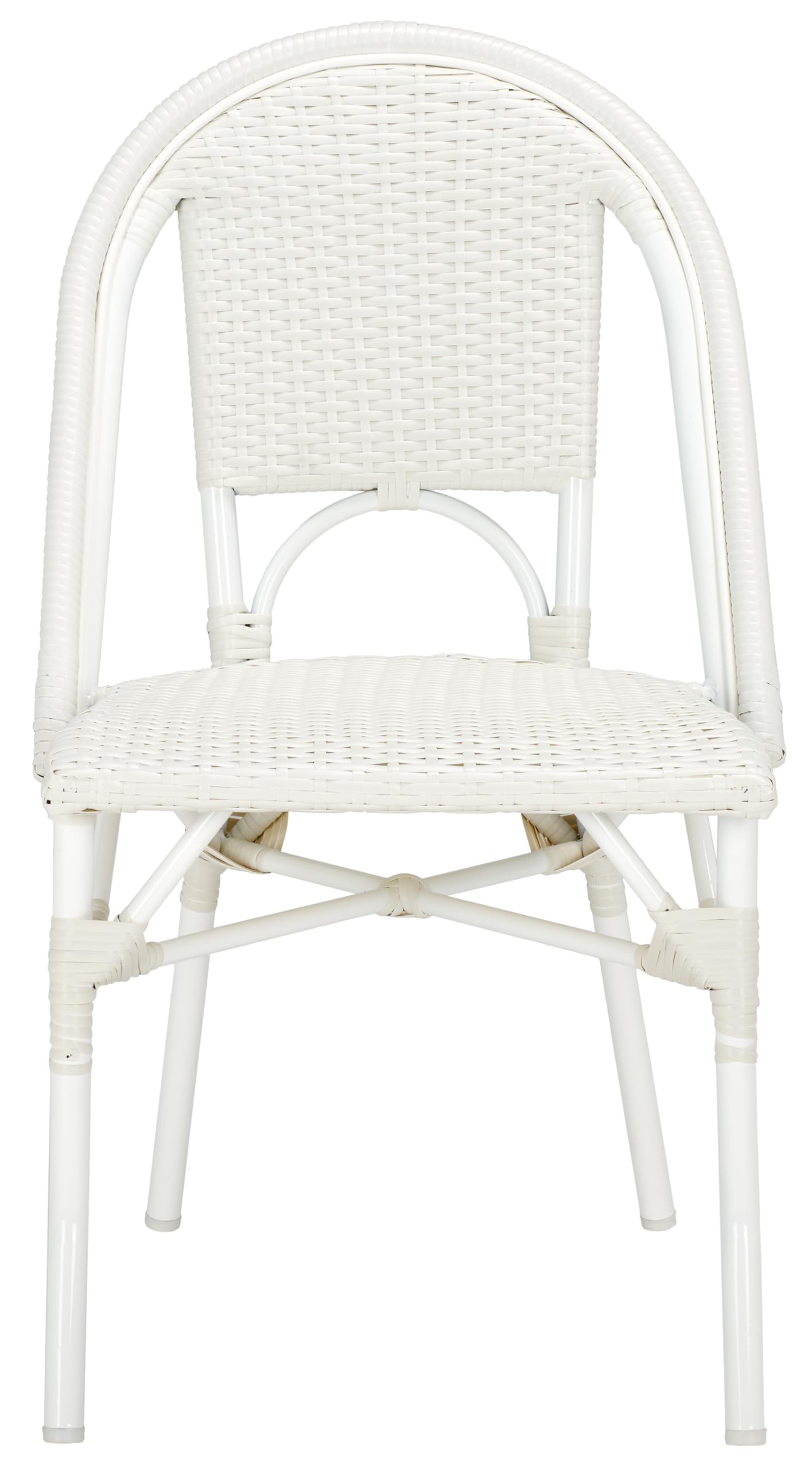 SAFAVIEH Outdoor - Torino Bistro Chair Set of 2 - White - Faux Wicker & Aluminum Frame - Bistro Side Chair Design - Ideal for Patio, Deck, Sunroom, Dining Area, 18" Seat Height (PAT7550C-SET2)