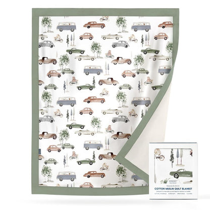 GRSSDER Cotton Muslin Quilt Blanket - Silky Soft and Breathable Baby Blanket Quilt, Oversized Muslin Blankets for Newborns, Toddlers & Kids, 6 Layers Reversible Design for All Seasons, 40" x 50"