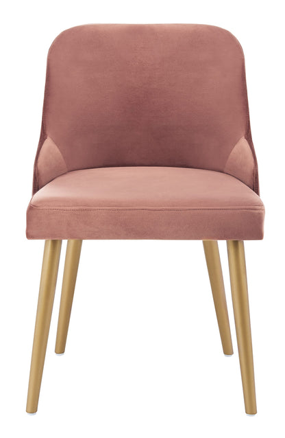Safavieh Home Lulu Mid-Century Dusty Rose Velvet and Gold Dining Chair, Set of 2