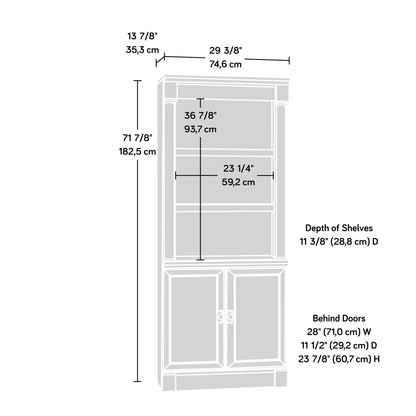 Sauder Palladia Book Shelf, Bookshelf with Storage, Library Bookcase with Doors and Adjustable Shelves, in Split Oak Finish
