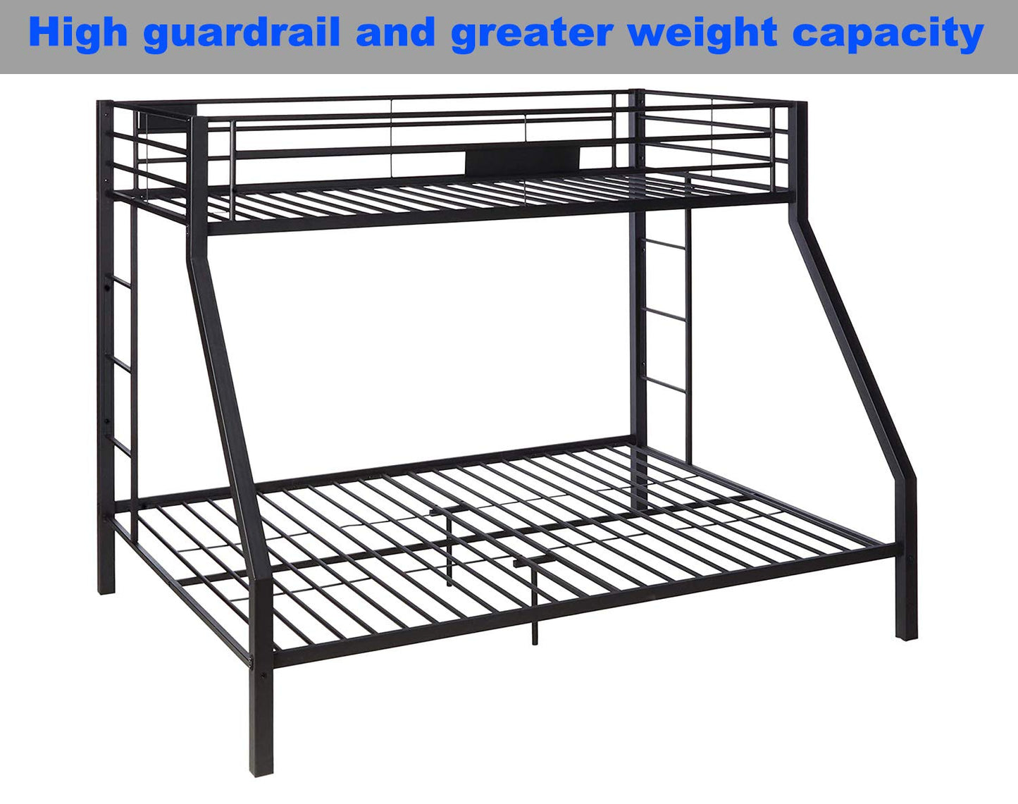 DANGRUUT Upgraded Version Thicken Metal Bunk Beds, Best Industrial Bunk Bed, Heavy Duty Bed Frame with Side Ladder and Safety Rails for Kids Girls Boys, Teens and Adults (Twin XL Over Queen)