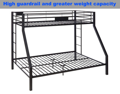 DANGRUUT Upgraded Version Thicken Metal Bunk Beds, Best Industrial Bunk Bed, Heavy Duty Bed Frame with Side Ladder and Safety Rails for Kids Girls Boys, Teens and Adults (Twin XL Over Queen)
