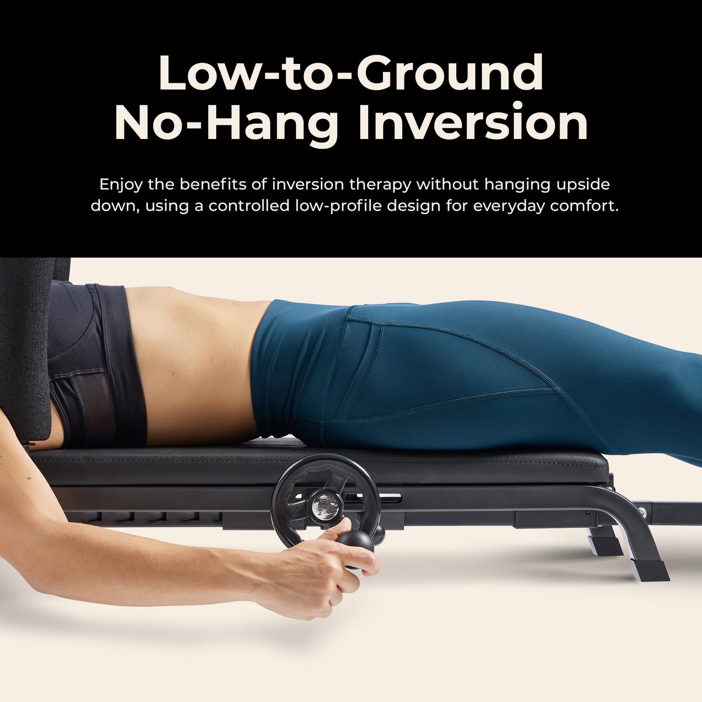 Sunny Health & Fitness No-Hang Inversion Decompression Table for Back Pain Relief, Adjustable Stretch Table, 400 LB Capacity