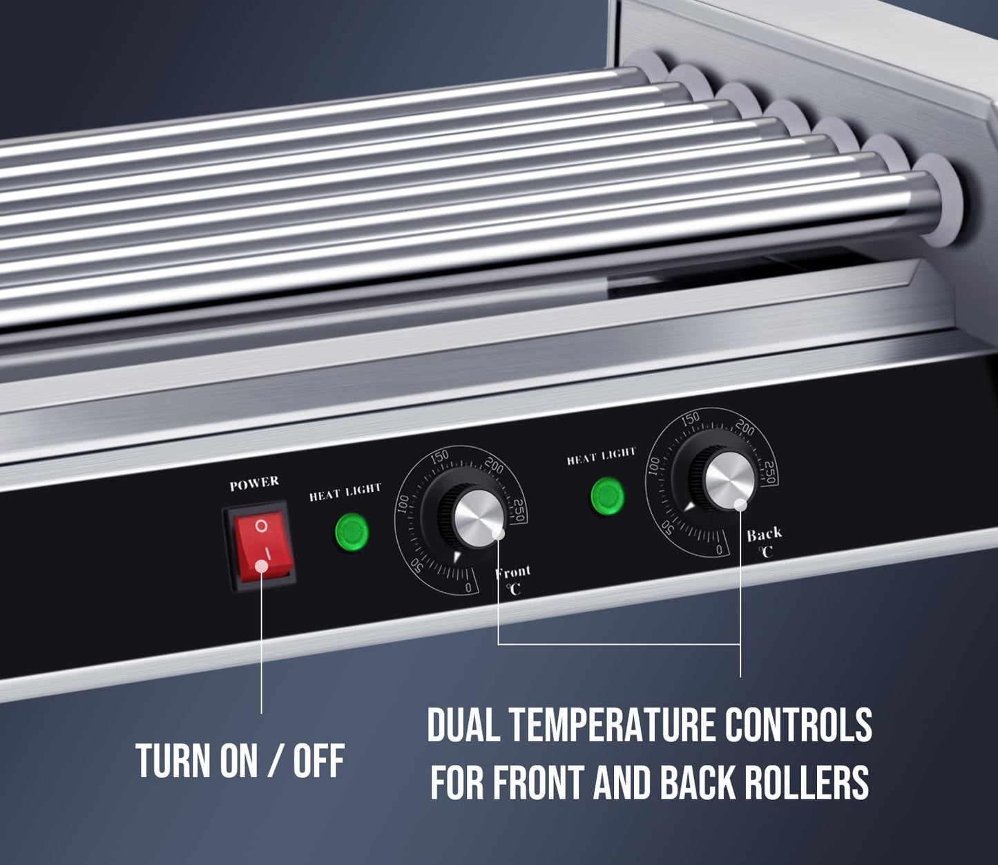 SYBO Hot Dog Roller, 18 Hot Dog 7 Roller Grill Cooker Machine with Removable Stainless Steel Drip Tray, 1000-Watts, Commercial Grade