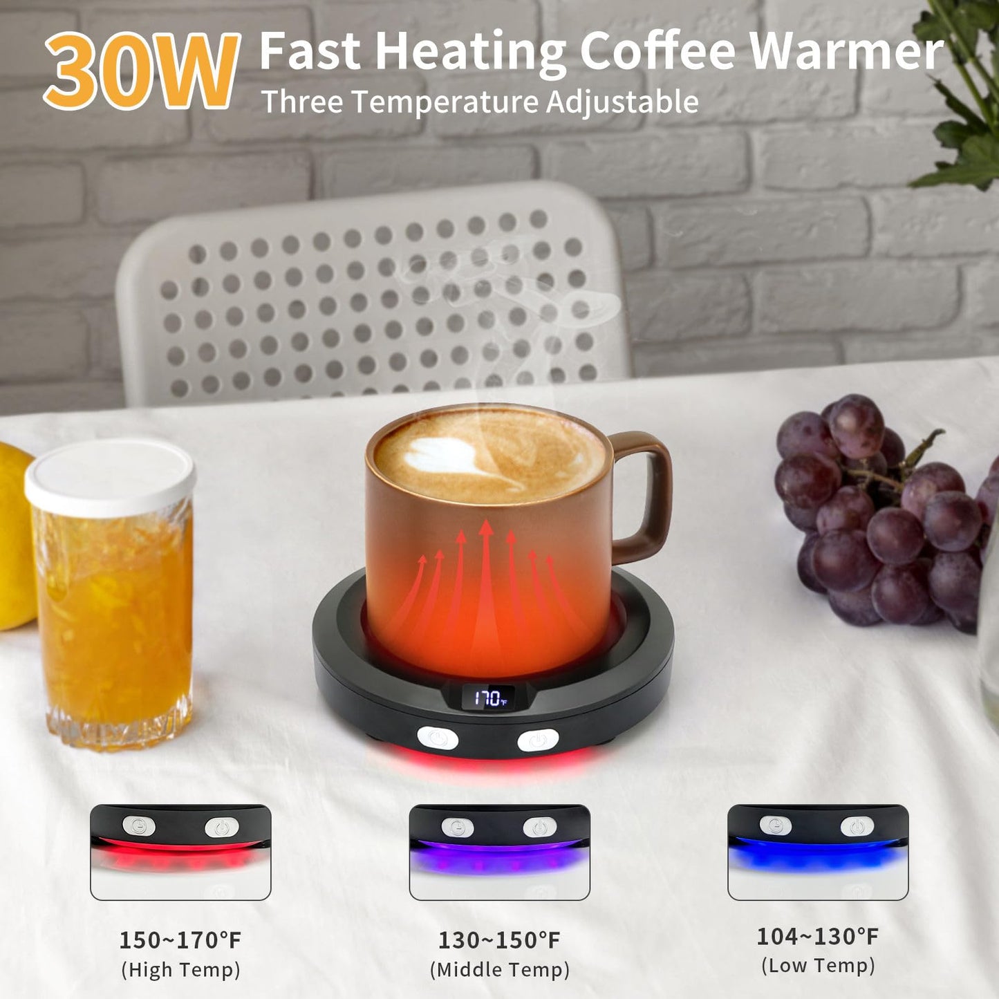 VOBAGA Coffee Mug Warmer with 2-12H Auto Shut Off & 3 Temperature Setting for Desk Candle Warmer Plate Coffee Accessories Gift（No Mug）