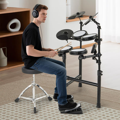 Costzon Electric Drum Set, Electronic Drum Kit for Beginner with 4 Quiet Mesh Pads, 150 Sounds, 9.5” Cymbals, Metronome, USB MIDI, Headphone, 2 Pedals, Drumsticks & Adjustable Throne