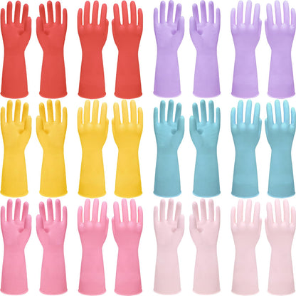 ATZNZIK 12 Pairs Rubber Cleaning Gloves for Dishwashing Reusable Kitchen Gloves for Washing Dishes and Household Non-Slip Cleaning Dish Gloves for Women Men,Large