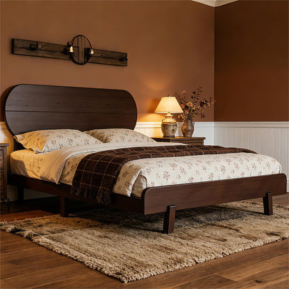 Bellemave Queen Bed Frame with Headboard & Low Footboard, Bamboo Queen Size Bed Frame with Wood Slats Support 800LBS, Japanese Bed Frame Queen Size, No Box Spring Needed, Espresso