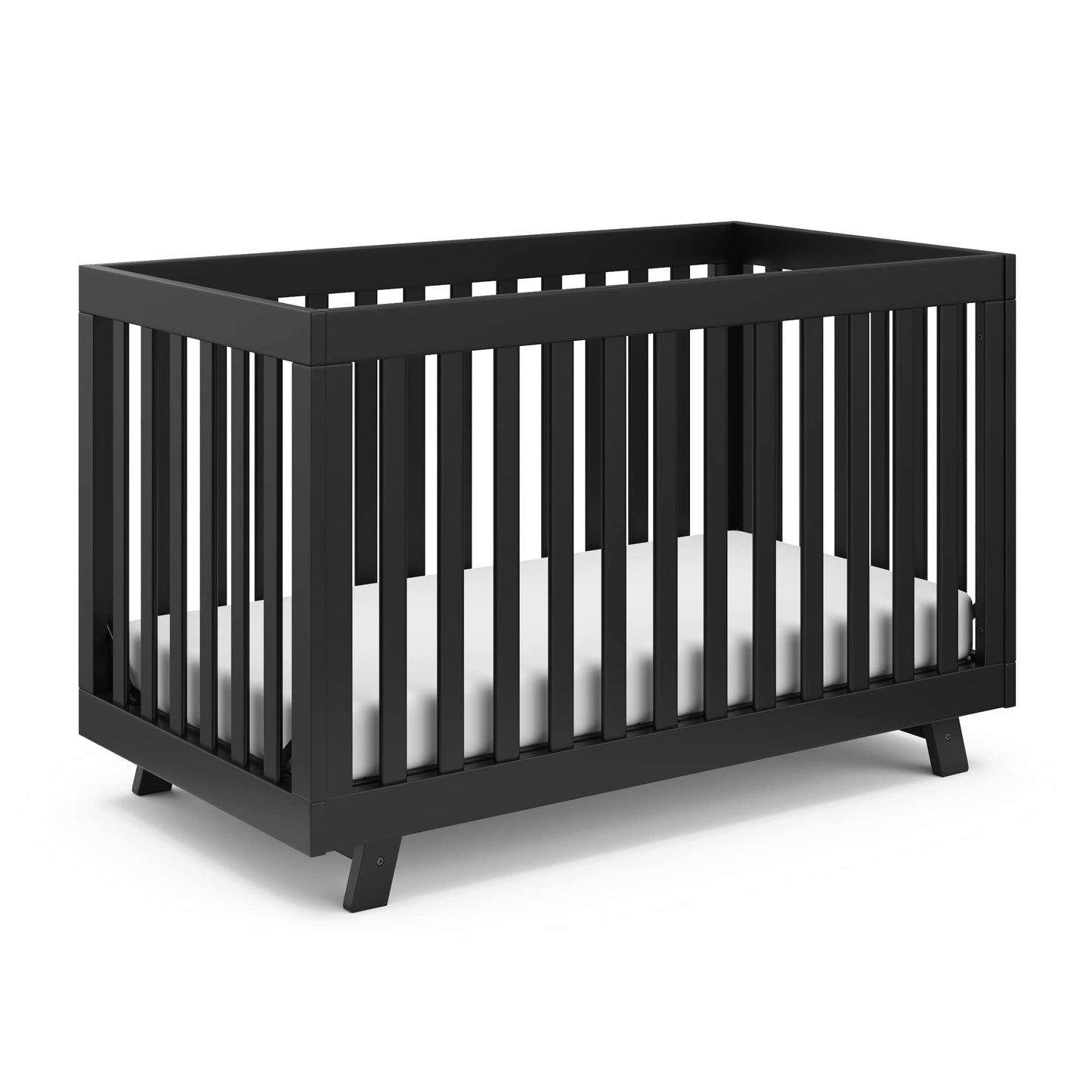 Storkcraft Beckett 3-in-1 Convertible Crib – GREENGUARD Gold Certified, Fits Standard Crib Mattress, Converts to Toddler Bed and Daybed, 4 Mattress Heights, Grow-with-Me Design (Black)