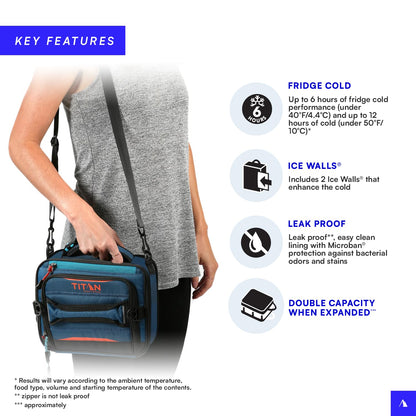 Titan High Performance Fridge Cold Expandable Insulated Lunch Box - Blue