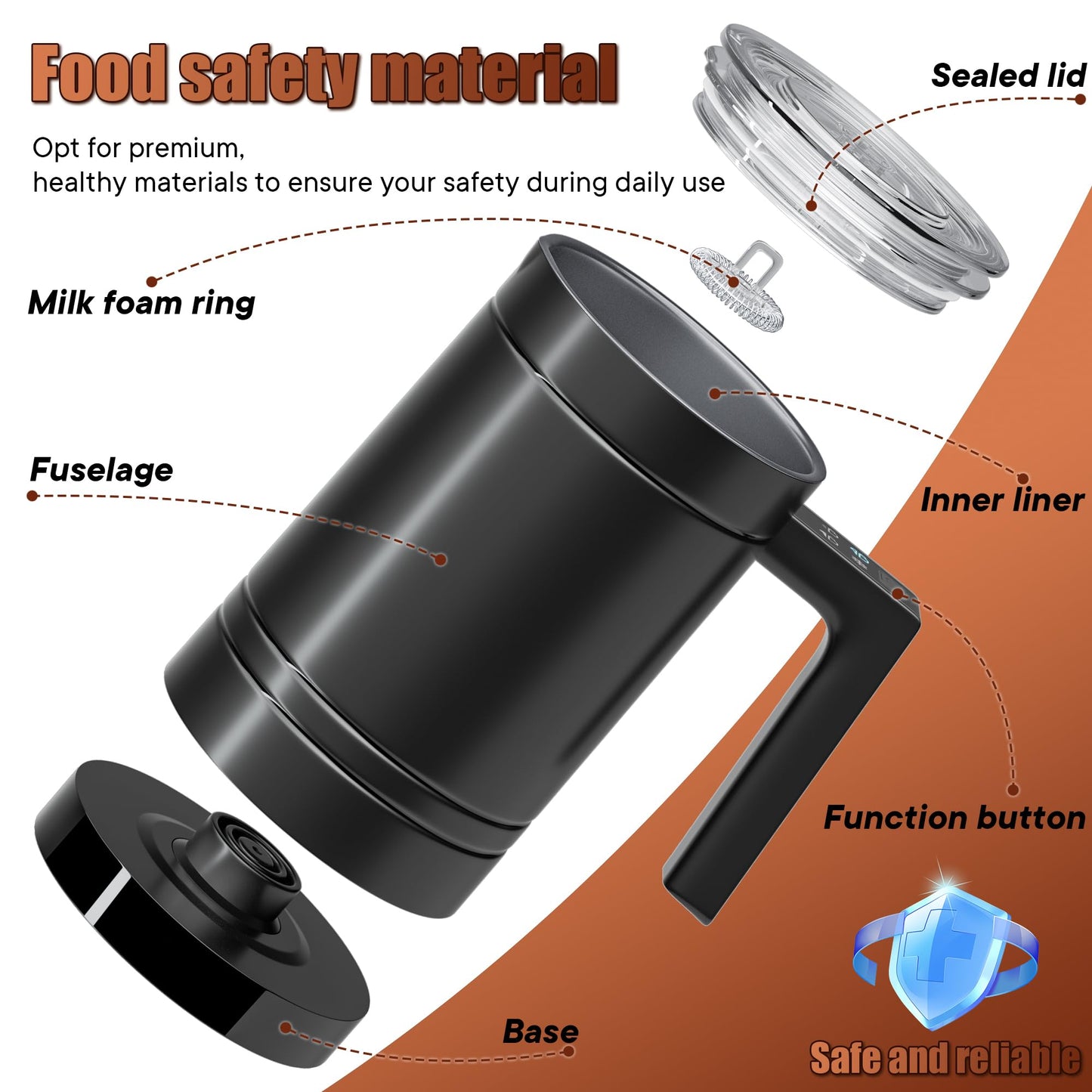 Milk Frother, 4-in-1 Milk Frother and Steamer, Large capacity Electric Milk Steamer, Automatic Cold and Hot Foam maker for Lattes, Cappuccinos at home