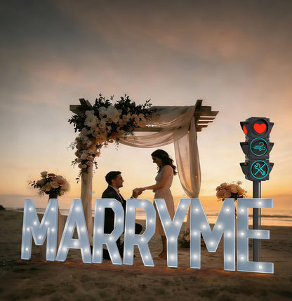 3 FT Marry Me Light Up Letters, Windproof Will You Marry Me Sign Marquee Letter Proposal Decorations Outdoor Large Engagement Wedding Party Decorations Kit