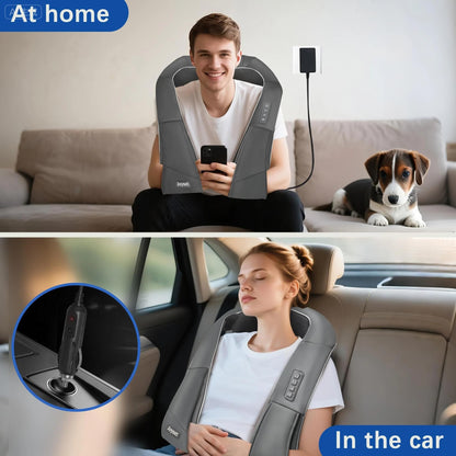 Joyset Shiatsu Neck and Back Massager with Heat,Electric Shoulder Massager for Pain Relief Deep Tissue,3D Kneading Massage with Cloth Cover Easy to Clean Best Gift for Men Women Parents