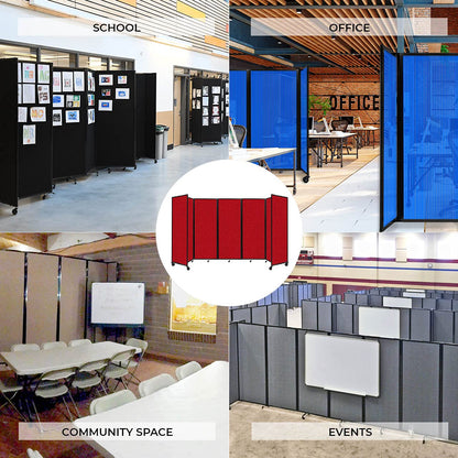 Versare Polycarbonate Room Divider 360 Portable Wall Partition | Freestanding Office Dividers | Locking Wheels | Privacy Screen Panels - 14' x 6' Dark Gray Thermoplastic Polymer