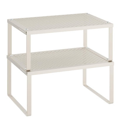 SONGMICS Spice Racks, Set of 2 Metal Cabinet Shelf Organizers, Countertop Organizers, Shelf Risers, Stackable, Expandable, Silver UKCS01SV