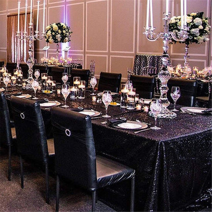 Sequin Table Clothes 50x102 inch Rose Gold Sequin Tablecloth Sequin Overlay Sparkle Table Decor for Wedding Sequin-50 x102 Black