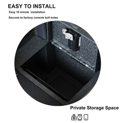 Center Console Safe Vault - KEREN Console Gun Safe Box Compatible with Ford Escape 2020-2026, for Ford Bronco Sport 2021-2025. Fingerprint Lock with Key