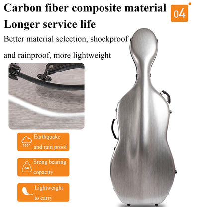 ZerHoc 4/4 Full Size Cello Case Strong Carbon Fiber Hard Shell Cello Box Lightweight with Wheels and Backpack, Sturdy, Portable and Waterproof(Color:Purple)