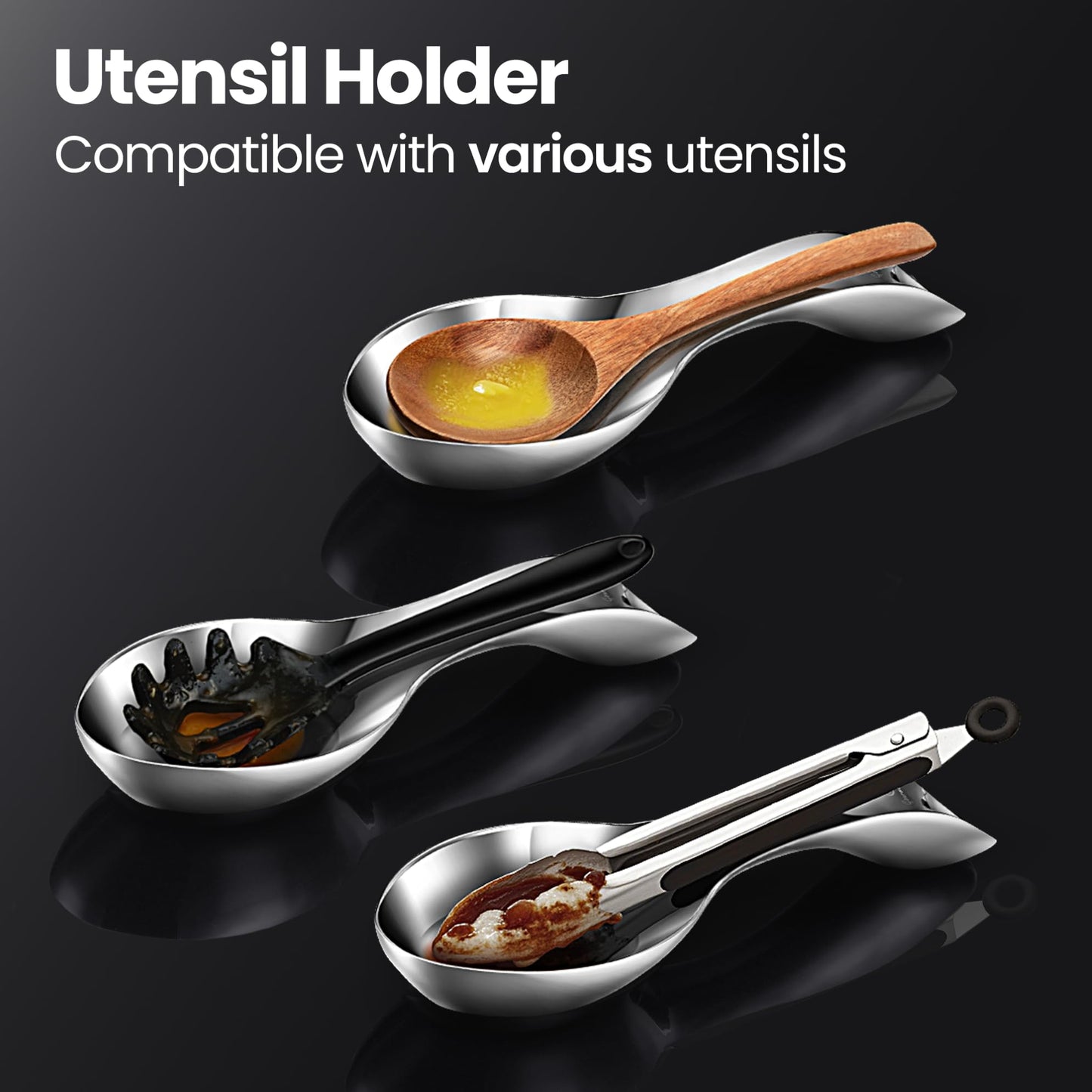 Break-Proof Kitchen Spoon Rest for Stove Top – Premium Stainless Steel Spoon Holder for Kitchen Counter – Mirror-Polished, Heavy-Duty with a Luxury Look – Dishwasher Safe & 5-Year Warranty