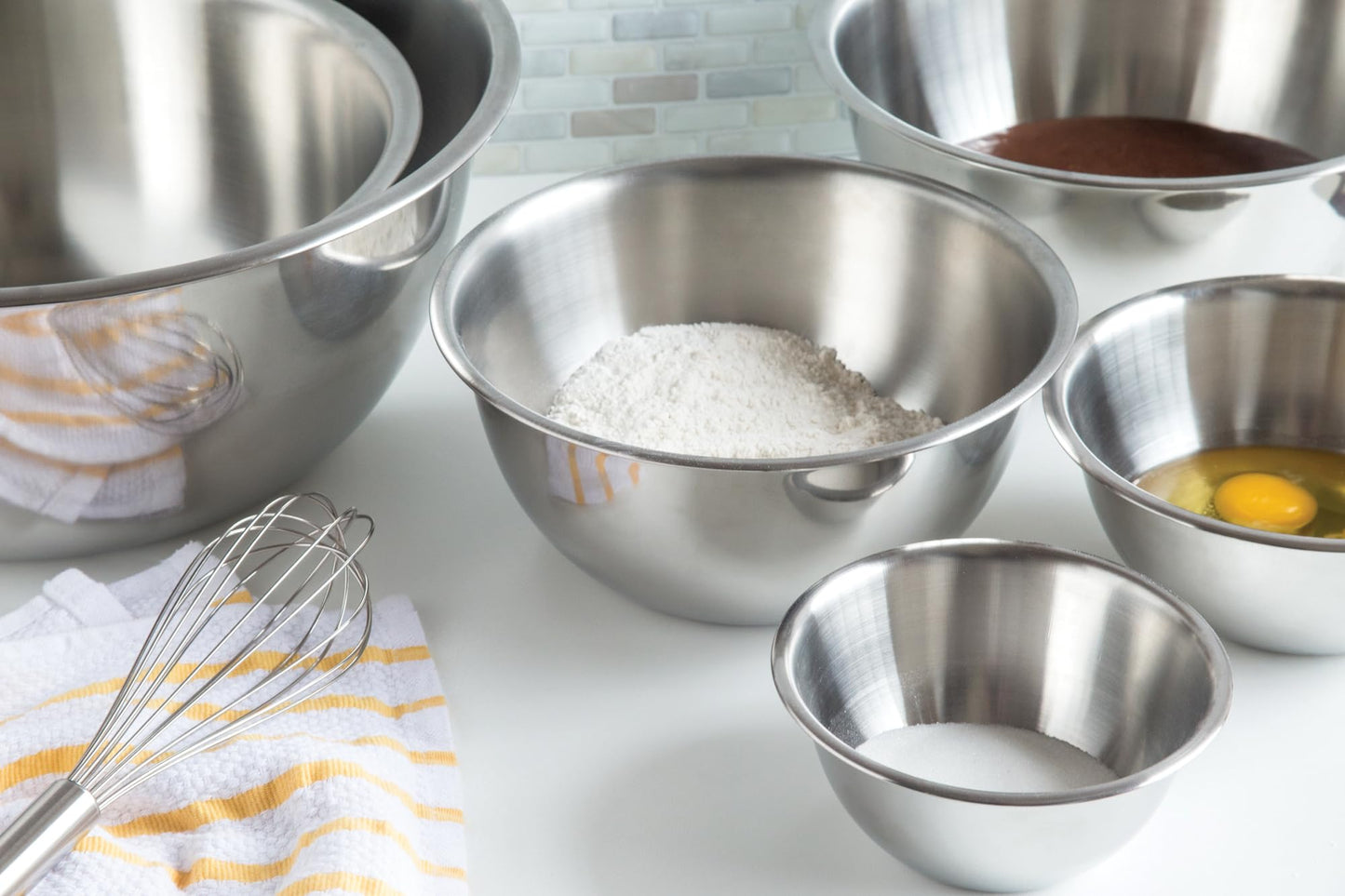 Fox Run 6-Piece Nesting Stainless Steel Polished Mirror Finish Mixing Bowls Set, 0.5, 1.25, 2.75, 4.25, 6.25 and 10.75 Quart