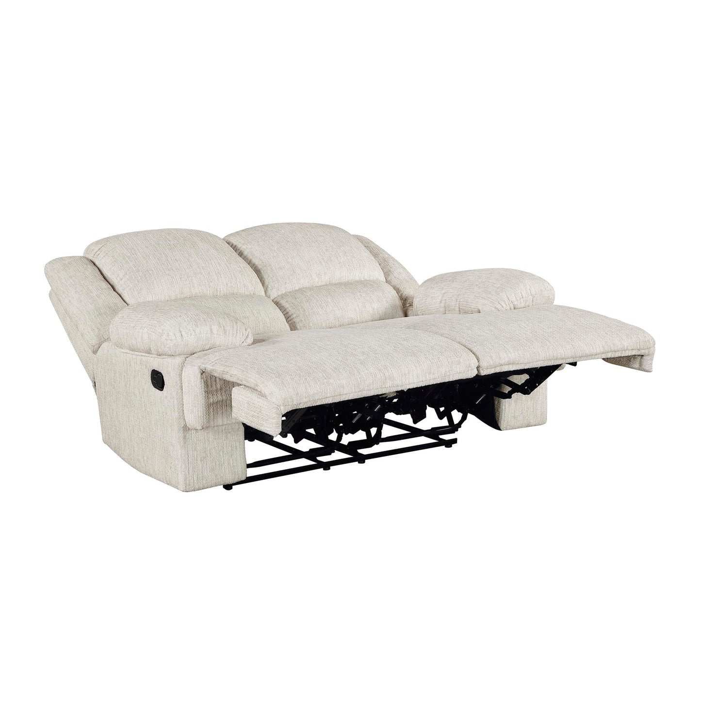 Lexicon Manual Double Reclining Loveseat, Textured Microfiber Wall Hugger Recliner Loveseat, Pillow Top Arms, 2 Seater Couch for Living Room/Theater Seating/Apartment, Easy Assembly, Vanilla Beige