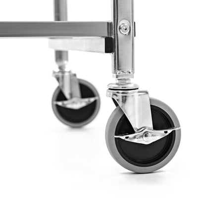 Stand Steady Original Tubstr Collapsible 2 Shelf Wire Cart, Easy to Push Heavy Duty Rolling Utility Cart, Folds Up for Storage, Commercial Grade (Chrome, 33.56” D x 18” W x 37.16” H)