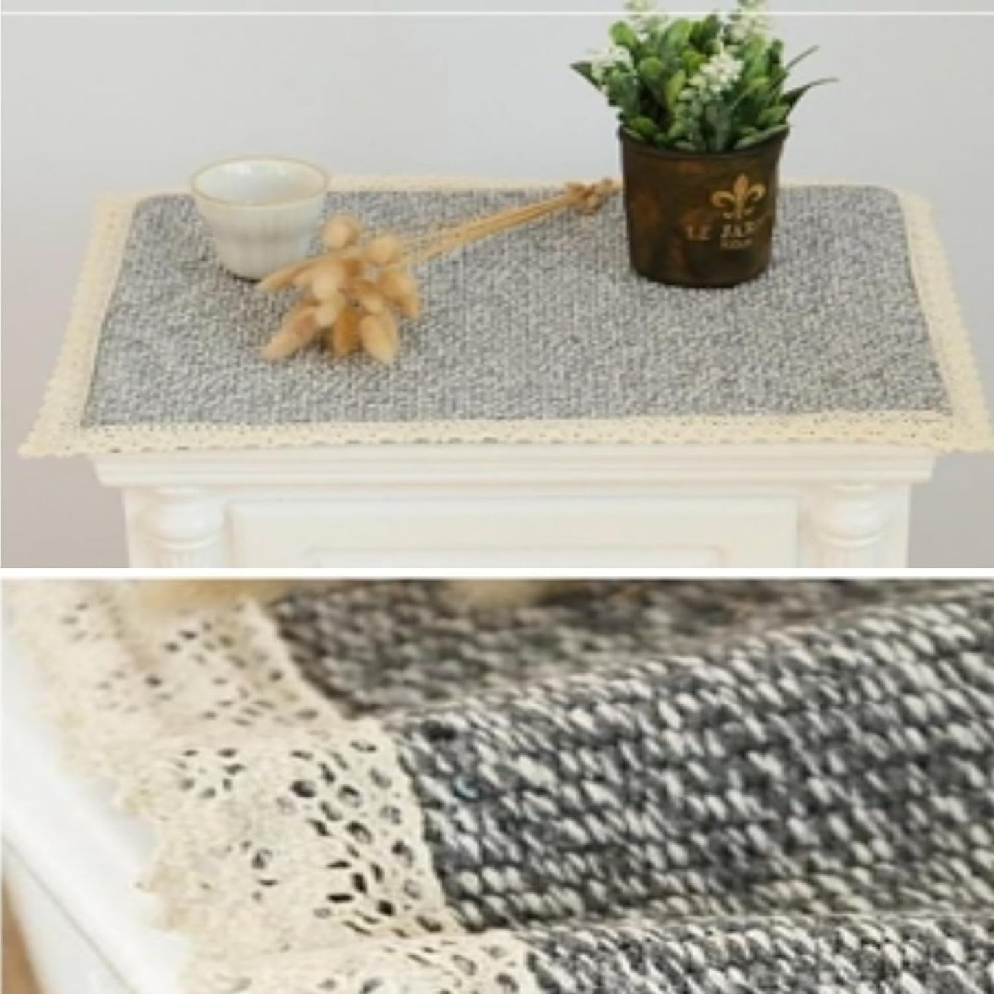 15.75 21.65 Tablecloth Nightstand End Tabletop Dust Cover x Night Stand Table Linen - Grey