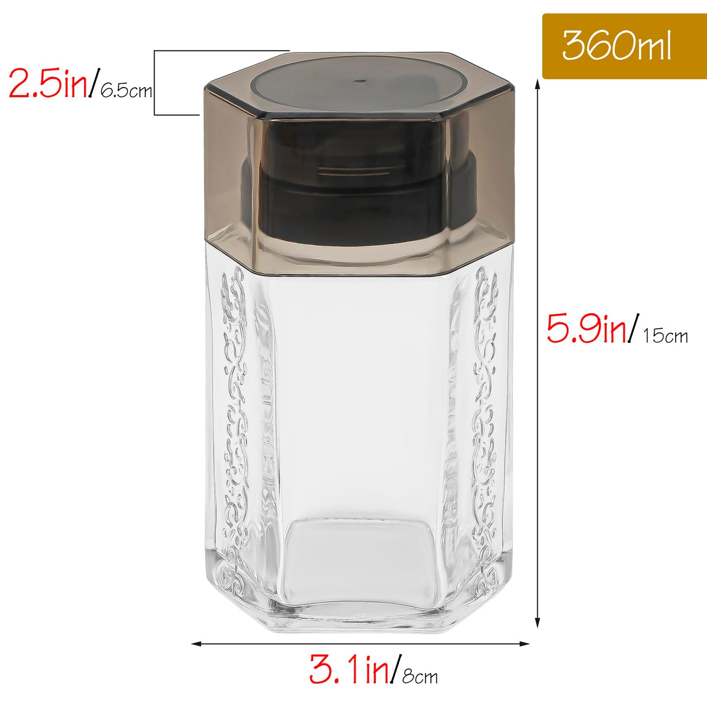 DODAMOUR 2 Pack Glass Honey Dispenser, Hexagonal Syrup Dispenser for Coffee Bar, No-Drip Honey Pot Container with Stand, Oil Vinegar Cruet for Kitchen, Pancakes, Waffles (12oz/360ml)