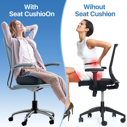 CJACSOC Seat Cushion, Extra Large Memory Foam Cushion for Office Chair Cushions, Ergonomic Cushions Pad Pillow for Pressure Relief Sciatica & Pain Relief for Long Sitting
