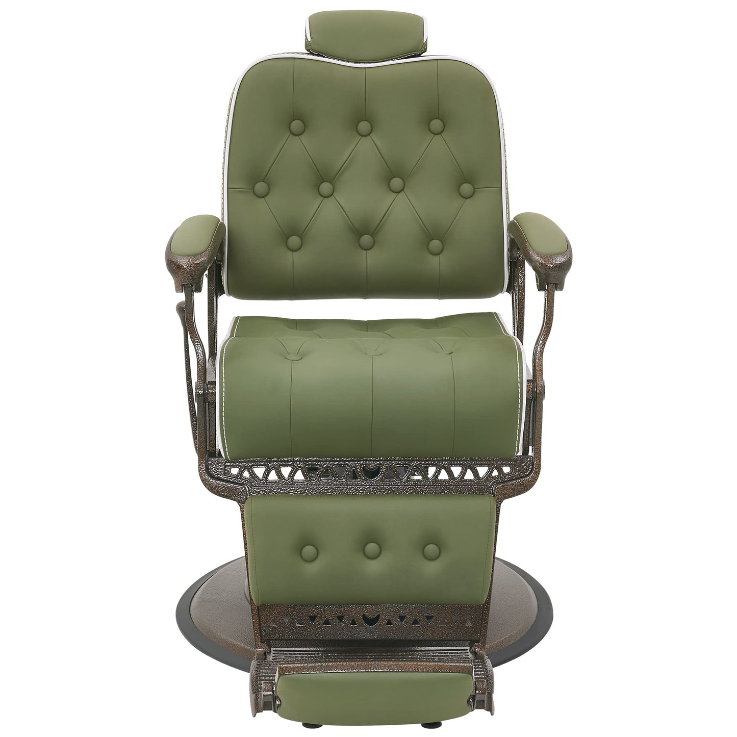 BarberPub Heavy Duty Metal Vintage Barber Chair All Purpose Reclining Hydraulic Pump Salon Beauty Spa Chair Hair Styling Equipment 9218 (Green)