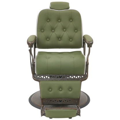BarberPub Heavy Duty Metal Vintage Barber Chair All Purpose Reclining Hydraulic Pump Salon Beauty Spa Chair Hair Styling Equipment 9218 (Green)