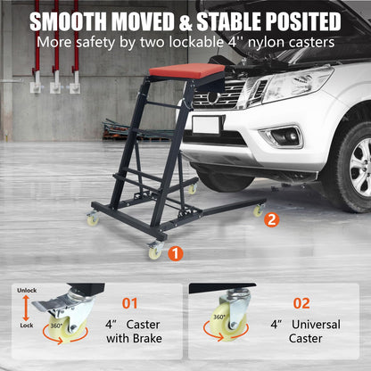 THDUGG Large Topside Creeper 48"-76" Height Range, 400 LBS Capacity Automotive Creeper Top Side Creeper Foldable Car Creeper with 4 Caster Wheels and Padded Deck for Auto Repair Maintenance