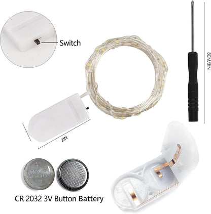 12 Pack 7 20 WATERGLIDE Fairy Lights Battery Operated (Included), ft LED Mini String Lights, Waterproof Silver Wire