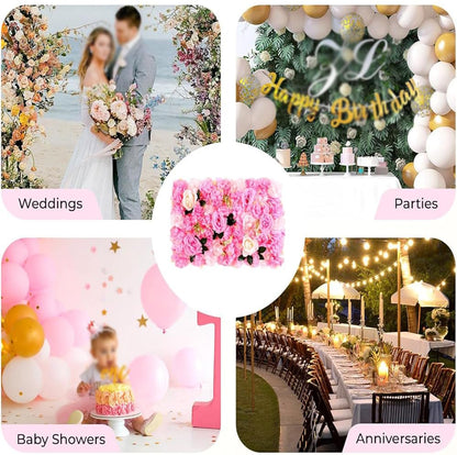 GOUZIBHD 24x16in Flower Wall Panels Wedding Party Bouquet Wall Backdrop, Faux Roses Artificial Flower Wall Background, Flower Wall Panel for Party Bridal Event Decor(Size:12PCS)
