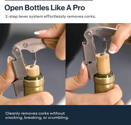 Hicoup Wine Opener - Professional Corkscrews for Wine Bottles with Foil Cutter & Cap Remover - Manual Wine Key for Home