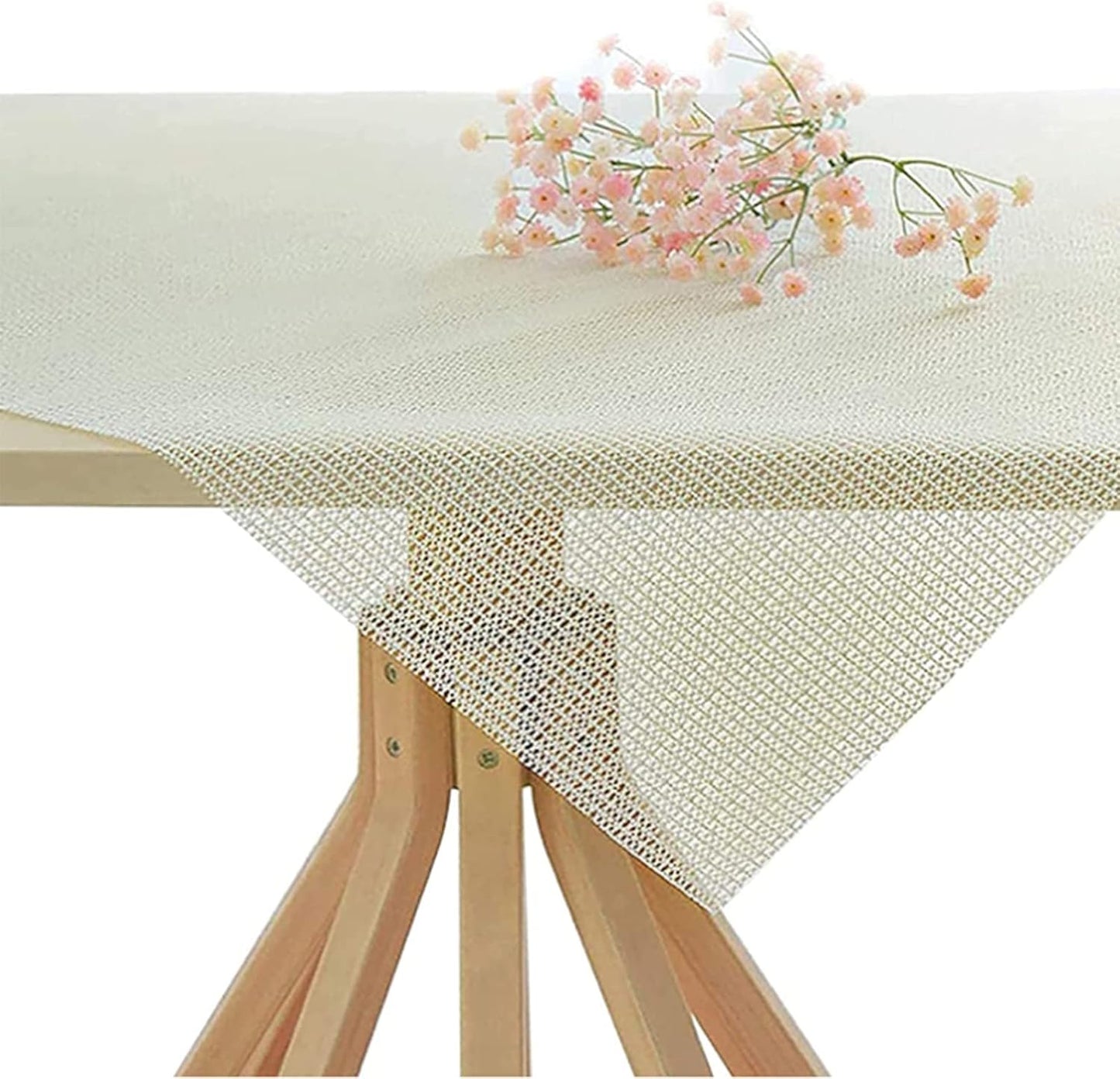 Xrrxy Anti Slip PVC Tablecloth Underlay, Adjustable Foam Mat, Anti-Skid Rug Pad Gripper Table Mat, White