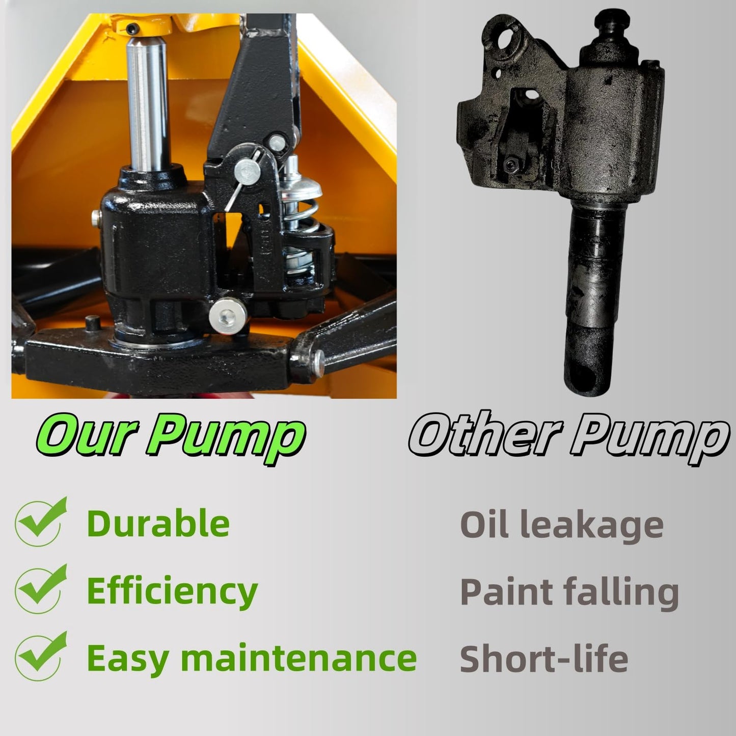 Ezmhbro Easy-to-Maintain Pallet Jack 27" x 48" Fork with Leak-Proof Pump, Silent PU Wheels for Garage, Retail & Warehouse
