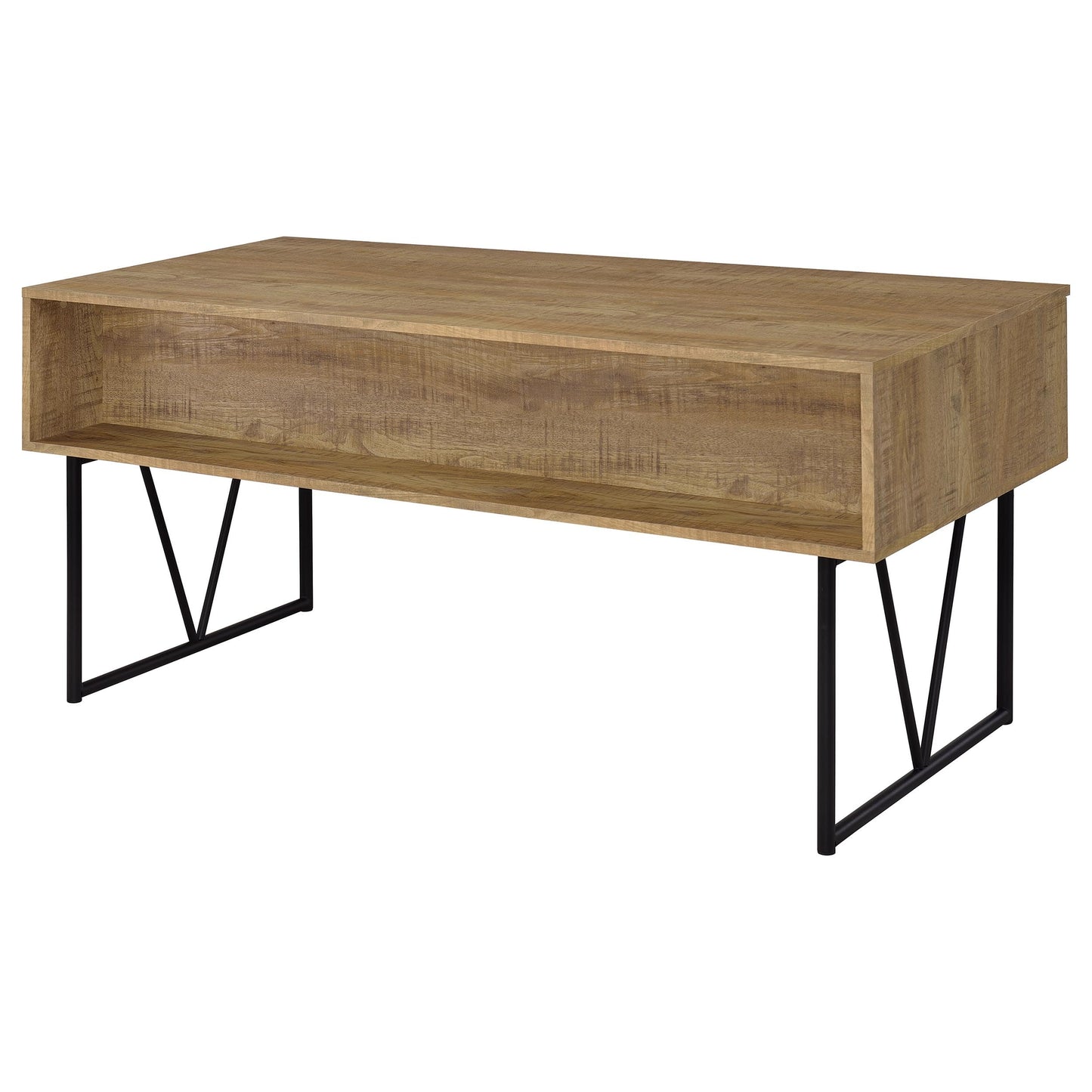 Coaster Home Furnishings - Analiese - Wood - 4-Drawer Writing Desk with Metal Legs, and V-Bracing Profile - Home Office - 63-Inch - Mango - 801851