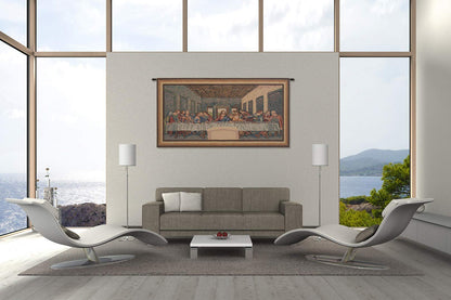 C Charlotte Home Furnishings Inc Last Supper II Belgian Tapestry Wall Hanging | Viscose Cotton and Polyester Blend Wall Art | 34 in. x 63 in | Home Decor Accents