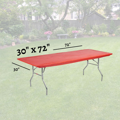 Kwik-Covers 6' 30" 72", 5 Rectangle Plastic Table Covers x Bundle of (Red)