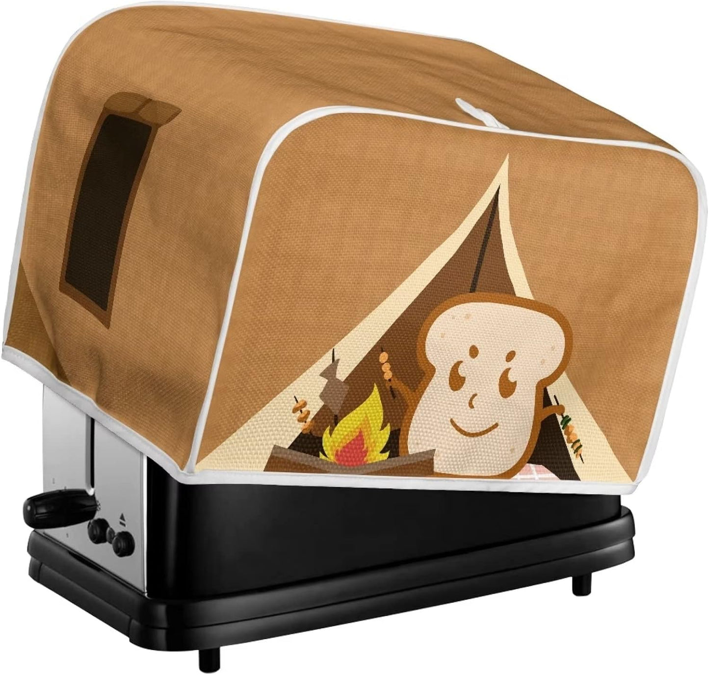 chaqlin Toaster Covers, 2 Slice Wide Slot, Cute Brown Toast Print, Machine Washable Bread Maker Cover