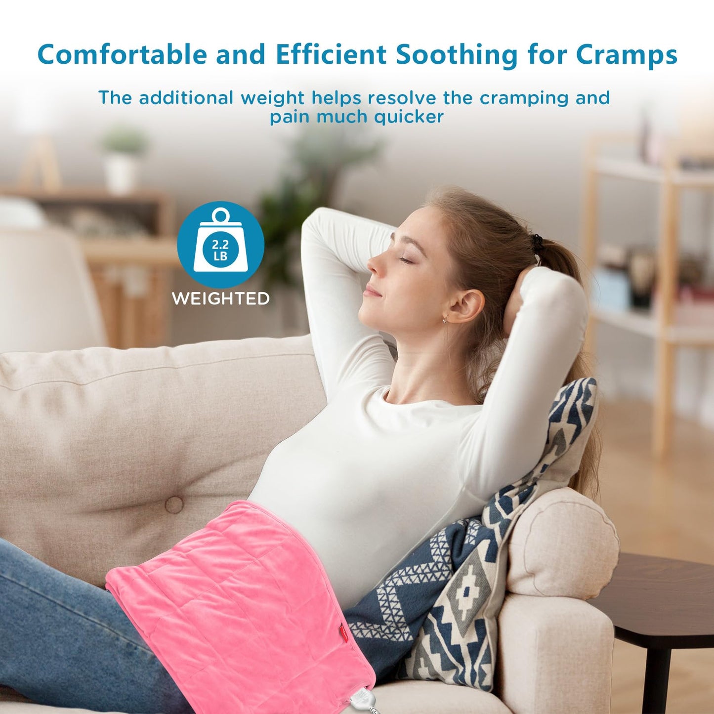 Comfytemp Weighted Heating Pad for Back & Period Cramps, FSA Eligible, Birthday Gifts for Mom Dad Women Men, 2.2lb HSA Electric Heat Pad for Neck Shoulder Pain Relief, 2H Auto-Off Heated Pad, 12x24
