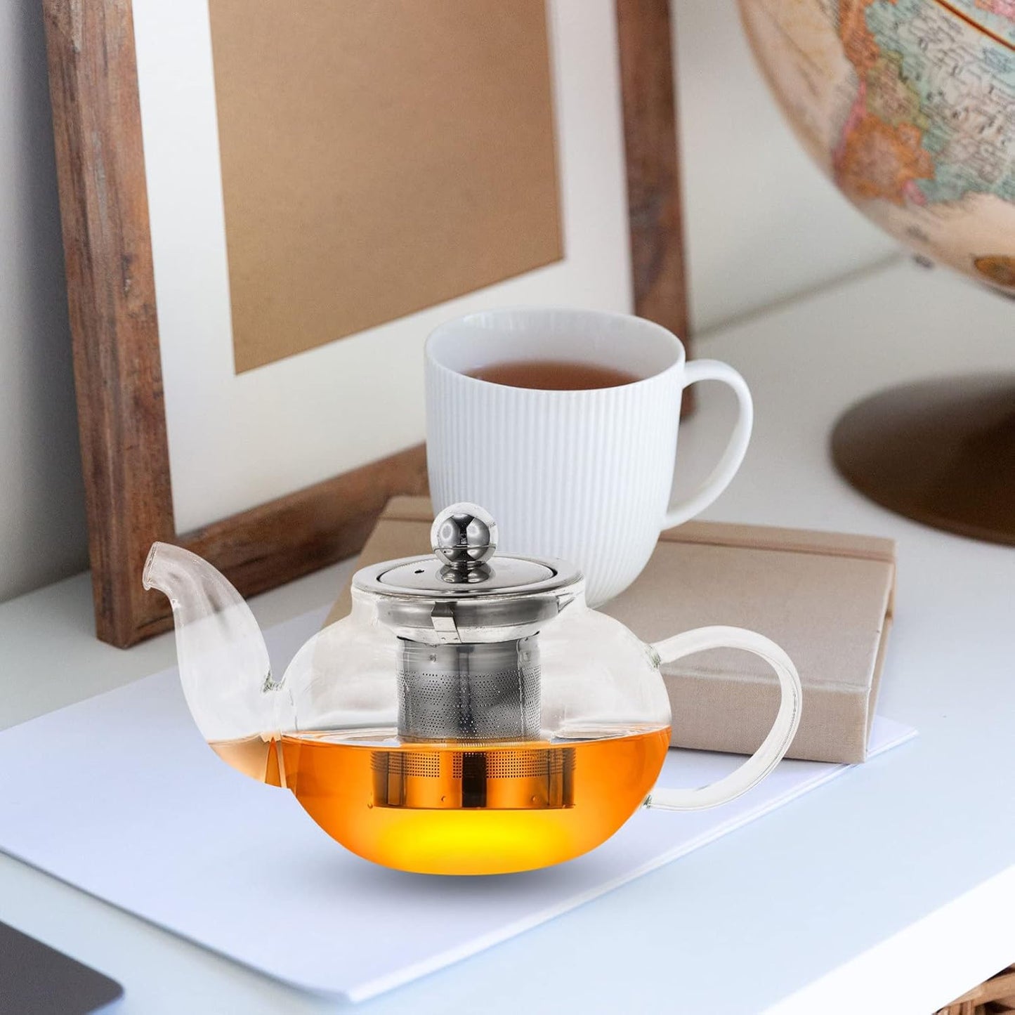 Hemoton Glass Teapot Stovetop Tea Kettle, Tea Dispenser with Infuser for Tea Coffee Drink 400ML