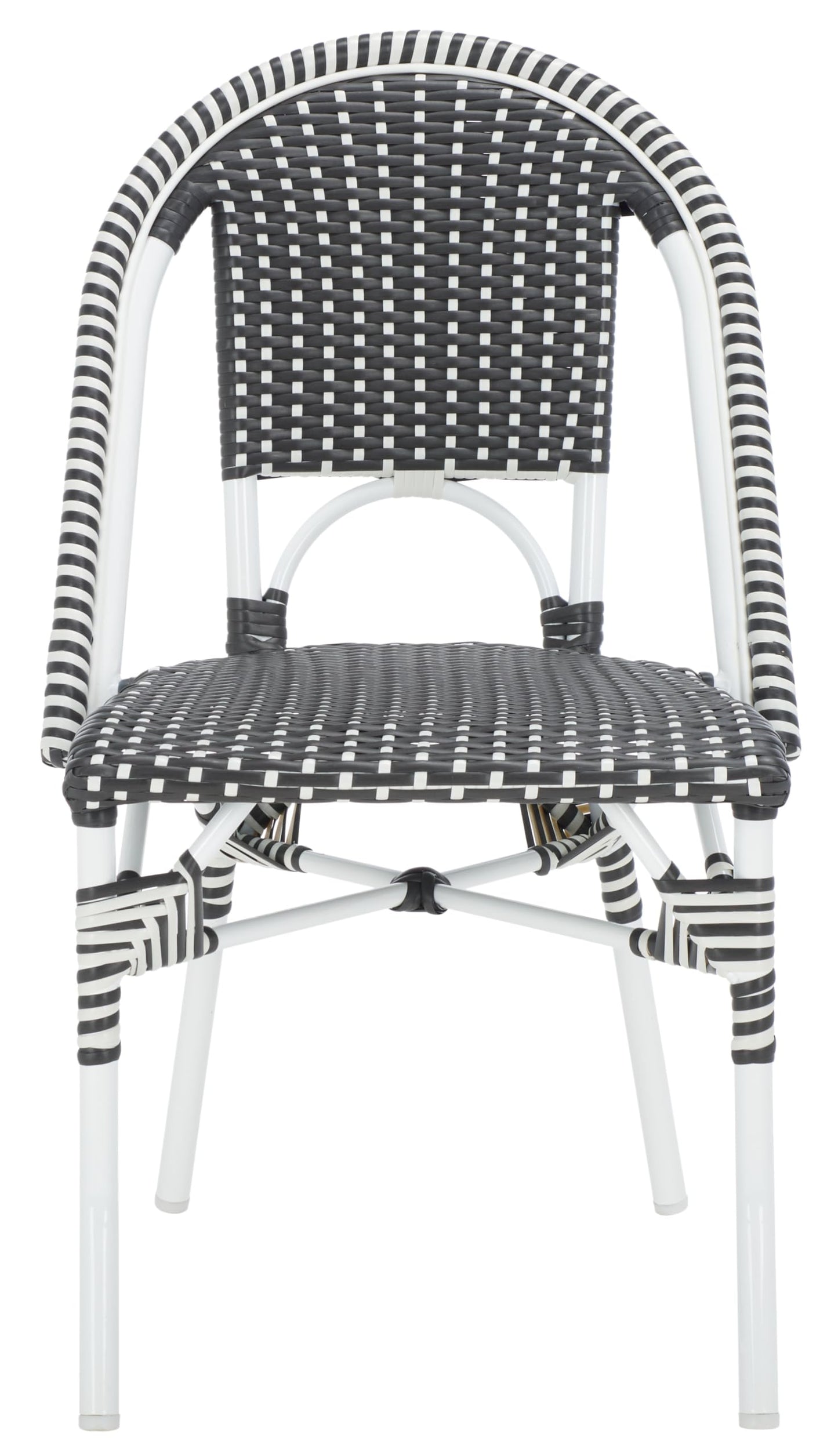 SAFAVIEH Outdoor - Torino Bistro Chair Set of 2 - Grey & White - Faux Wicker & Aluminum Frame - Bistro Side Chair Design - Ideal for Patio, Deck, Sunroom, Dining Area, 18" Seat Height (PAT7550E-SET2)