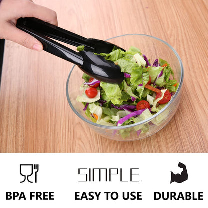 ICHROSAYA 24 Pieces Disposable Serving Tongs, 9" Heavy-Duty Plastic Utensils, BPA-Free, Scalloped Grip Salad Tongs, Perfect for Buffets, BBQ, Parties & Catering, Black