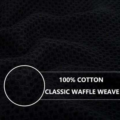 Homaxy Kitchen Dish Towels - 100% Cotton Waffle Weave, Ultra Soft & Absorbent, 13 x 28 Inches, 18-Pack | Black